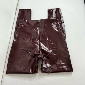 SPANX High-Shine Faux Leather Leggings in Burgundy